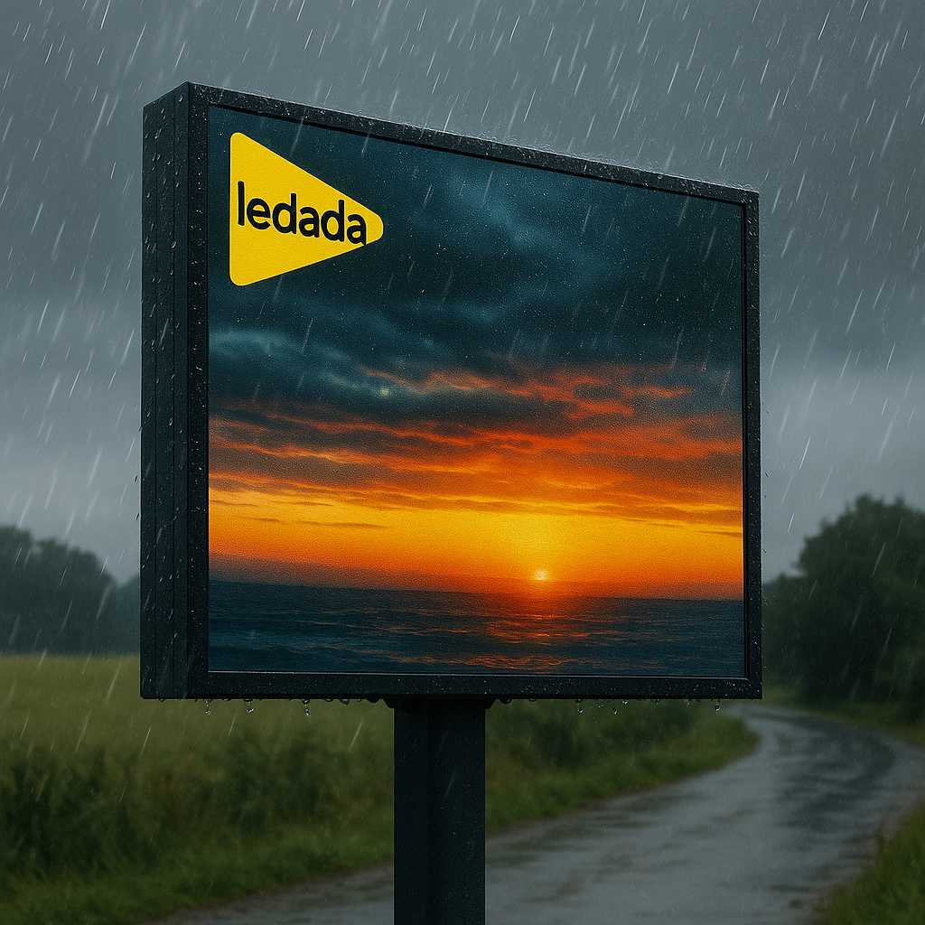 Ledada Outdoor LED Display Operating in Heavy Rain